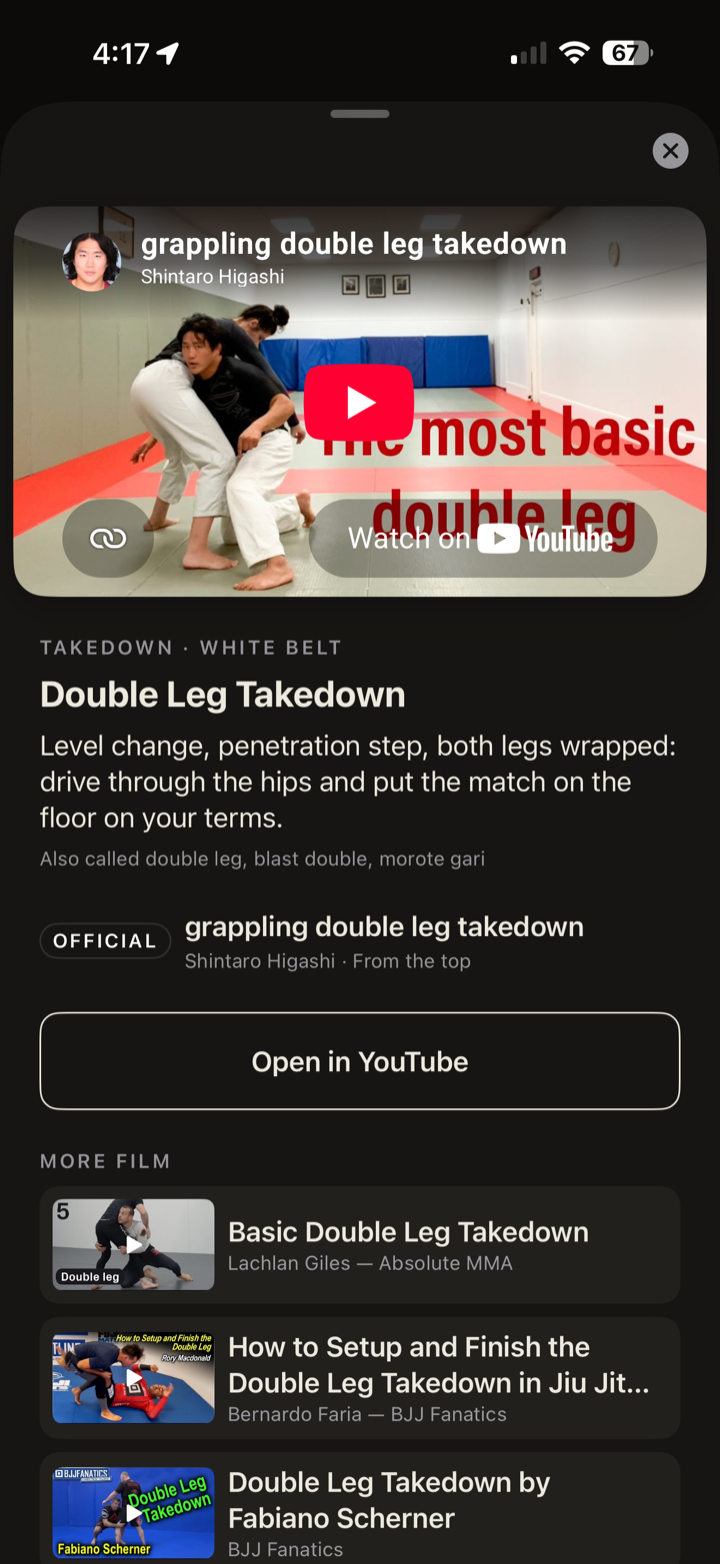 A technique lesson playing film in YouTube's own player